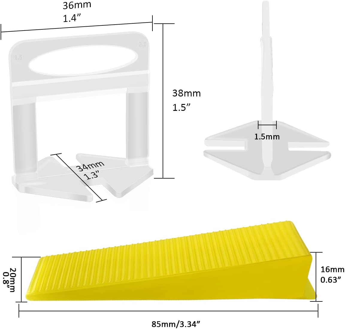 Tile Leveling System with Plier, 600 Tile Spacers 1/16" and 200 Wedges | Tile Leveling Clips with Tile Plier, Anti