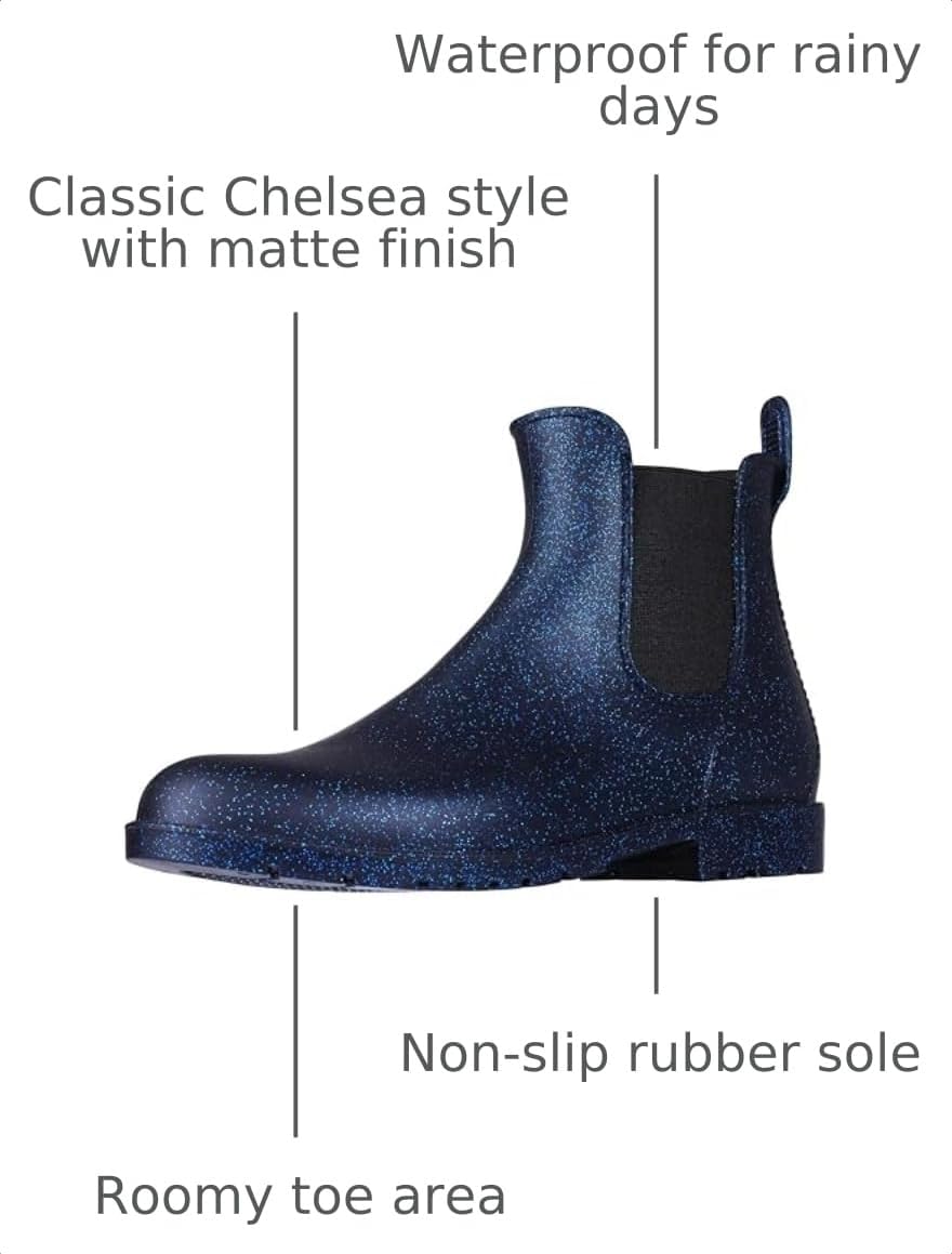 Women's Ankle Rain Boots Waterproof Chelsea Boots | Stylish Matte Finish, Easy On&Off, Non Slip, Ideal for Rainy Commute