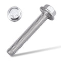 M6-1.0 x 55mm Hex Flange Bolt (2.17" Thread Length), DIN6921, Serrated Locking Flange, 304 Stainless Steel, UNC Full Thread, 20-Pack