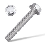 M6-1.0 x 55mm Hex Flange Bolt (2.17" Thread Length), DIN6921, Serrated Locking Flange, 304 Stainless Steel, UNC Full Thread, 20-Pack