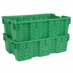 Hudson Exchange 24 x 16 x 7.3" (4 Pack, 7.5 Gallon) Agricultural Nest and Stack Vented Crate Handled Storage