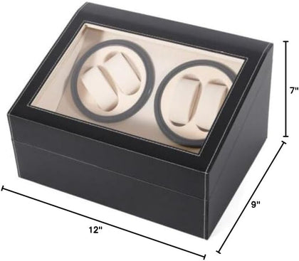 4+6 Pu Leather Watch Winder Display Box Automatic Rotation Storage Wooden Case Glass Window Organizer Luxurious