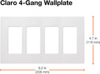 Lutron Claro Light Switch Cover Plate, 4 Gang Wallplate, Gloss