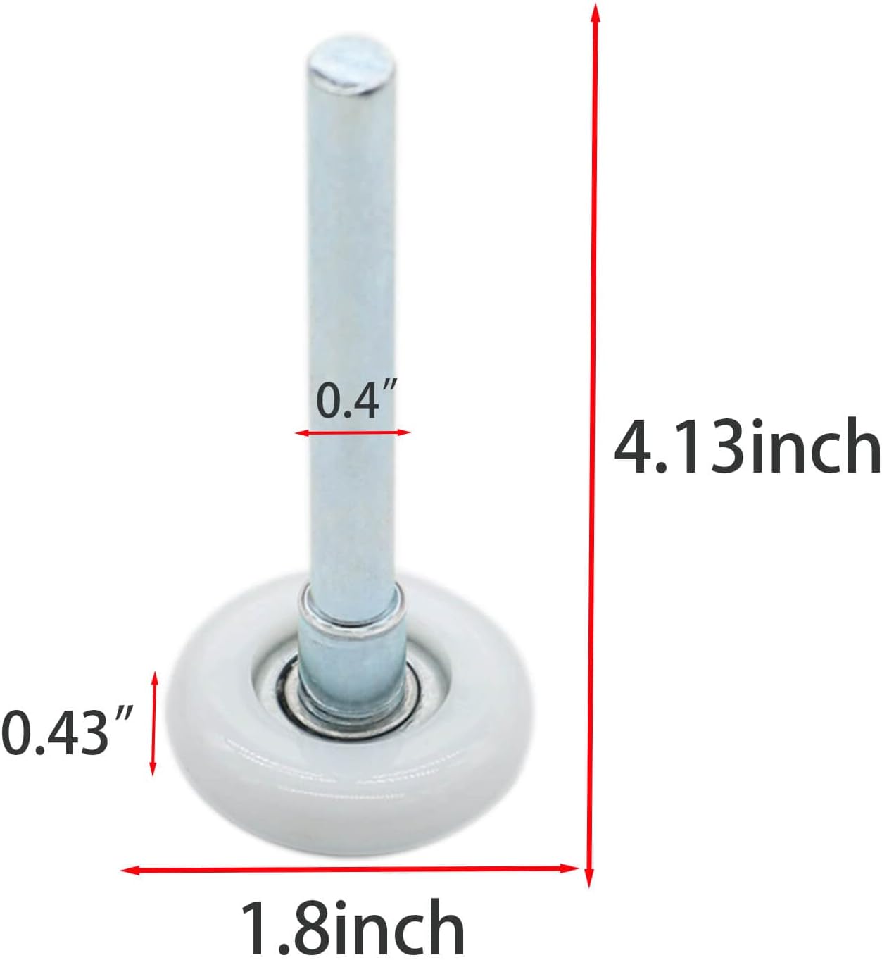 2 Packs 1.8" Nylon Garage Door Roller 4" Stem, Quiet Garage Door Wheels for Garage Door Track Replacement, Long