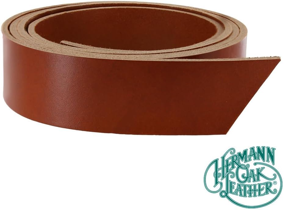 Hermann Oak English Bridle Leather Strap, Chestnut, 55" to 60" Long, 8-10oz
