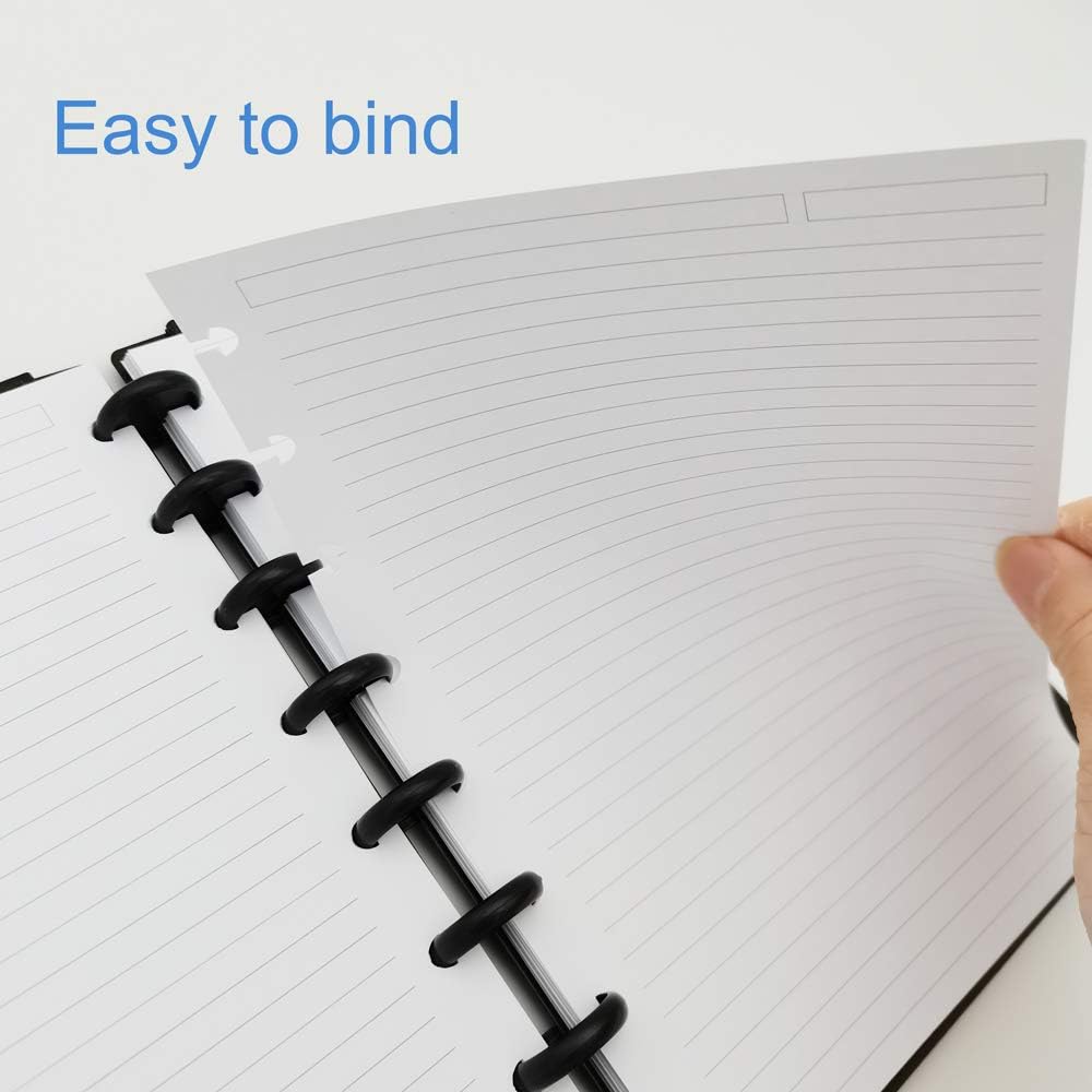 Junior Size Discbound Refill Paper - 8 Discs Discbound Paper, Lined Arc Paper Refill, 100gsm, Disc Paper Refill White