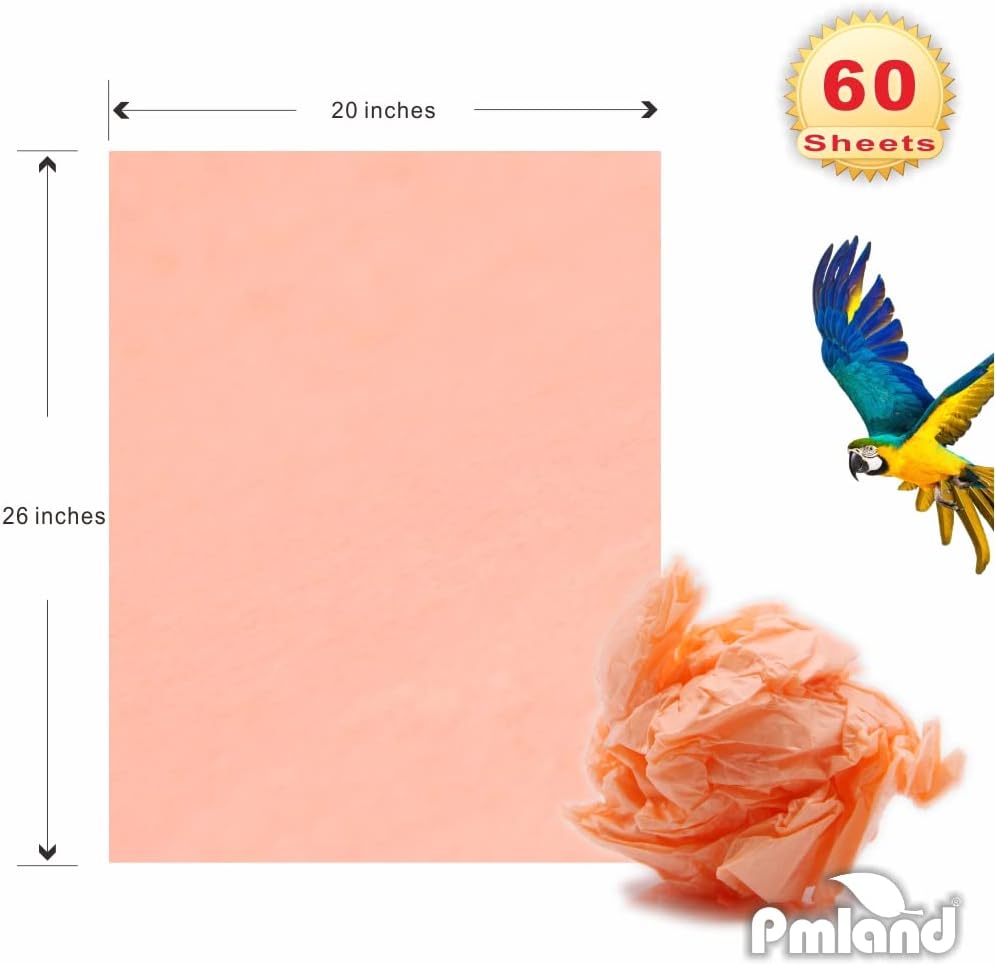 60 Sheets Bulk Tissue Paper 20x26in Peach Gift Wrap