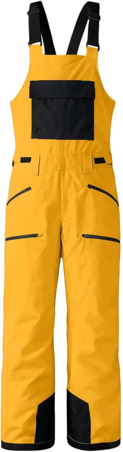 Women's Mens Snow Bibs Waterproof Insulated Snowboard Pants Winter Windproof Ski Overalls Adjustable Strap Snowsuit