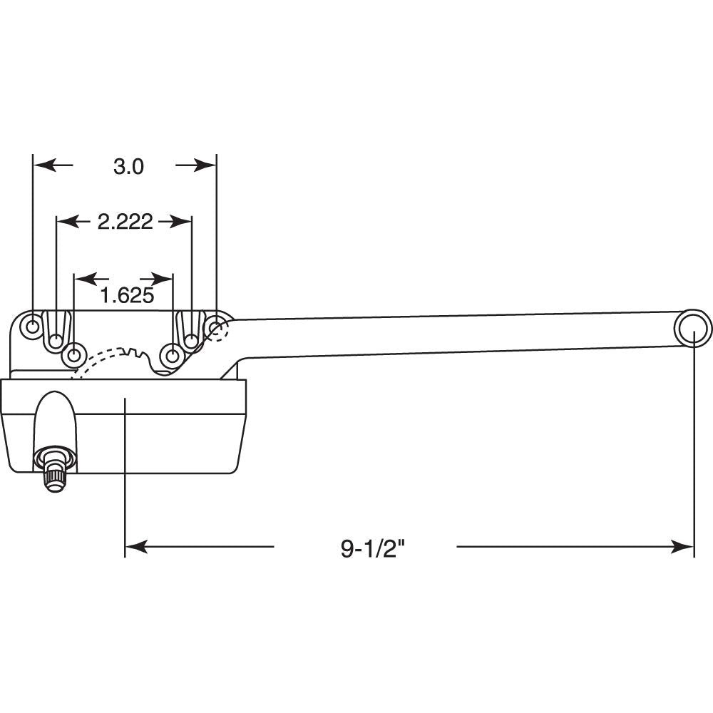 H 3863 Casement Single Arm Operator, 9-1/2 In. Arm, Diecast w/Steel Arm, Left (Single Pack)