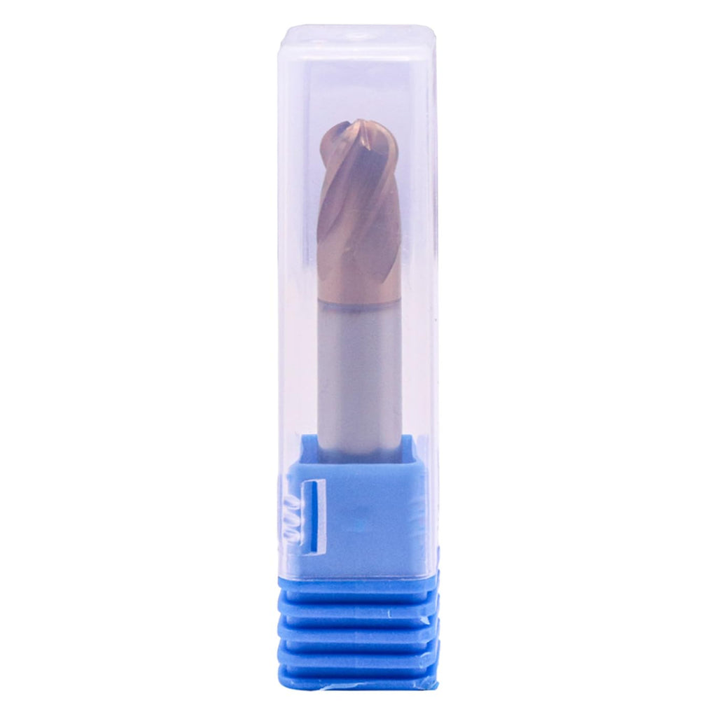3/8" 4 Flute Solid Carbide Ball Nose End Mill, Double End, TiSiN Coated