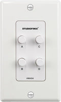 STUDIOFINIX in-Wall 4-Zone A/B/C/D Speaker Selector Switch, 120W Peak Power Per Channel Speaker Controller Box, Controls 4 Pairs of Speakers, Fits Standard Single-Gang Wall Box for Whole-Home Stereo