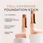 Fast Base Stick Foundation, Contour & Highlight, Flawless Skin & Matte Finish, F2 for Fair Skin Tones with Yellow