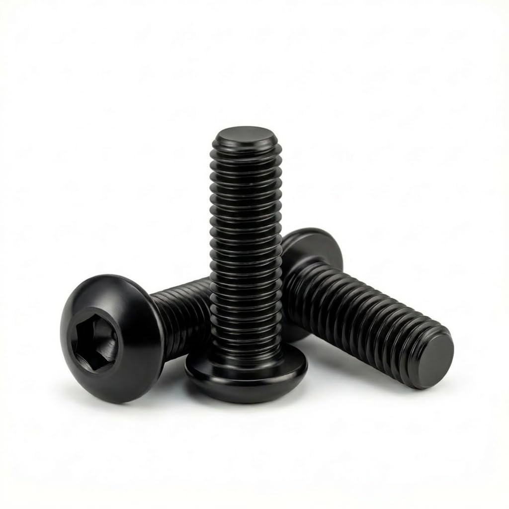 M3 x 5mm (100 Pack) Button Head Socket Cap Screws, Black Oxide 304 Stainless Steel 18-8, Fully Machine Thread