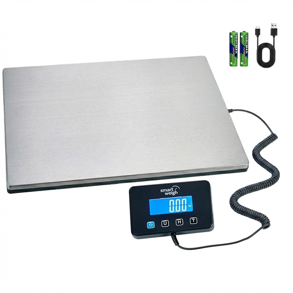 Digital Postal Shipping Scale, Heavy Duty Wide Platform, 440 lb Capacity, 2 oz Readability, Hold & Tare Function