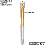 Burkit 2pcs M5 Titanium Coated Spiral Point Tap