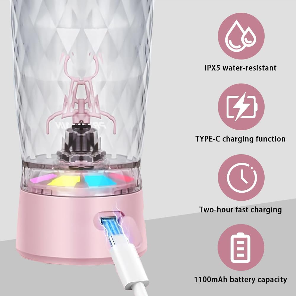 Electric Protein Shaker Bottle, 22oz BPA-Free Tritan | USB Rechargeable Protein Shake Mixer with Powder Storage Cup