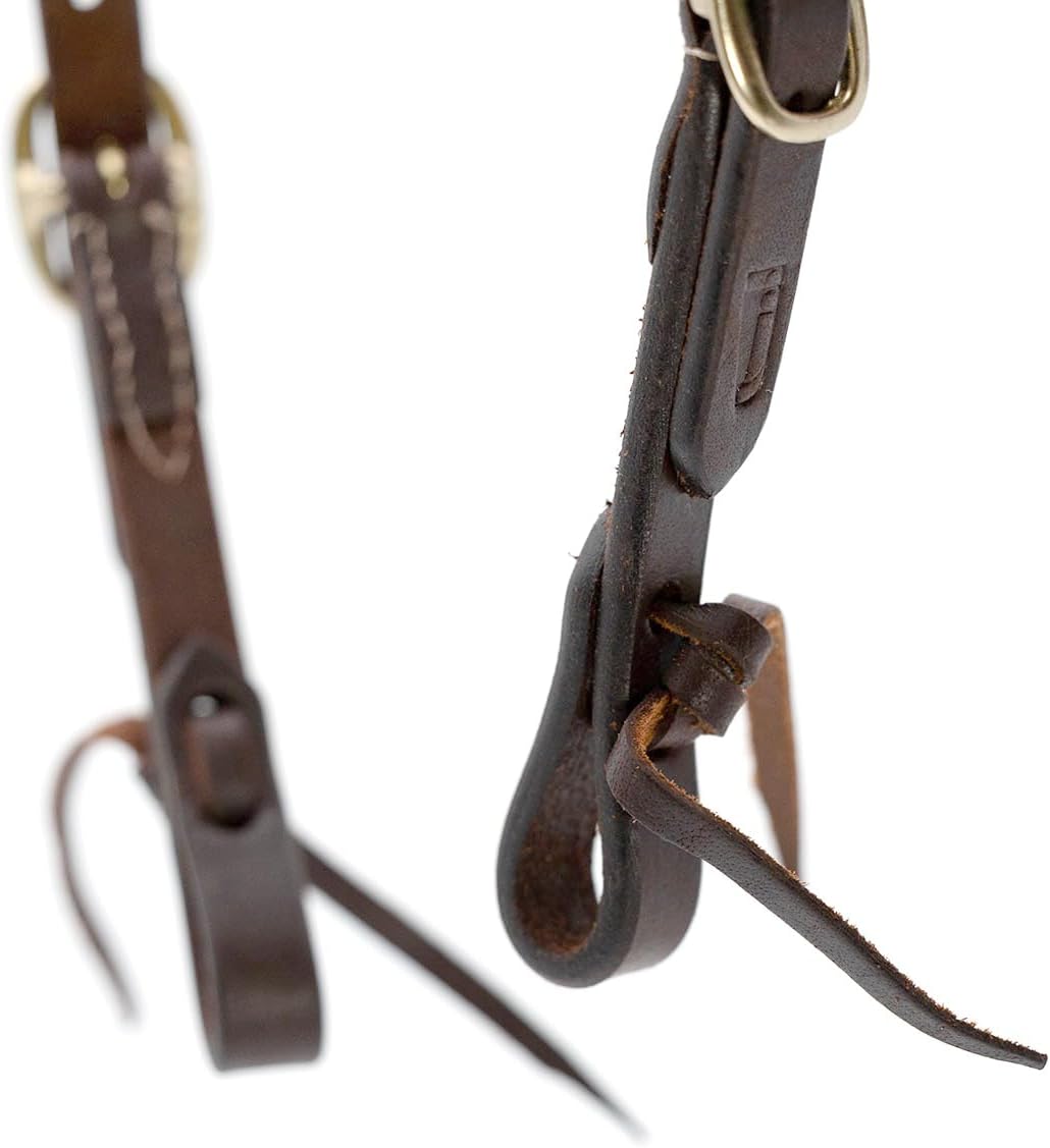 LuxeLeather Heavy Oiled Leather Western Horse Headstall, Adjustable Harness Leather Bridle Tack for Riding, Training