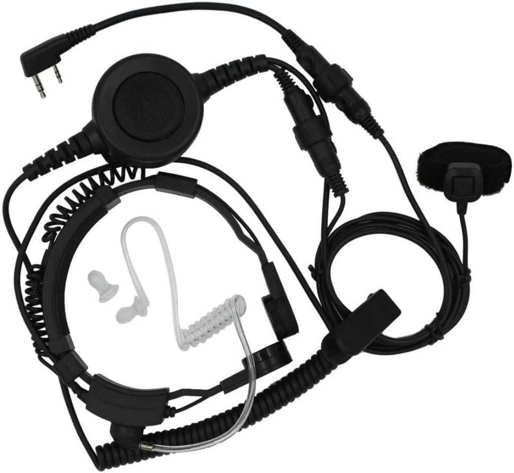 Tactical Throat Mic with Finger PTT Compatible for Baofeng Kenwood Earpiece | Compatible with BaoFeng UV-5RMini