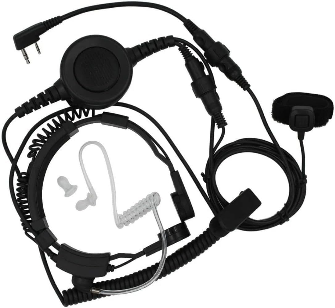 Tactical Throat Mic with Finger PTT Compatible for Baofeng Kenwood Earpiece | Compatible with BaoFeng UV-5RMini