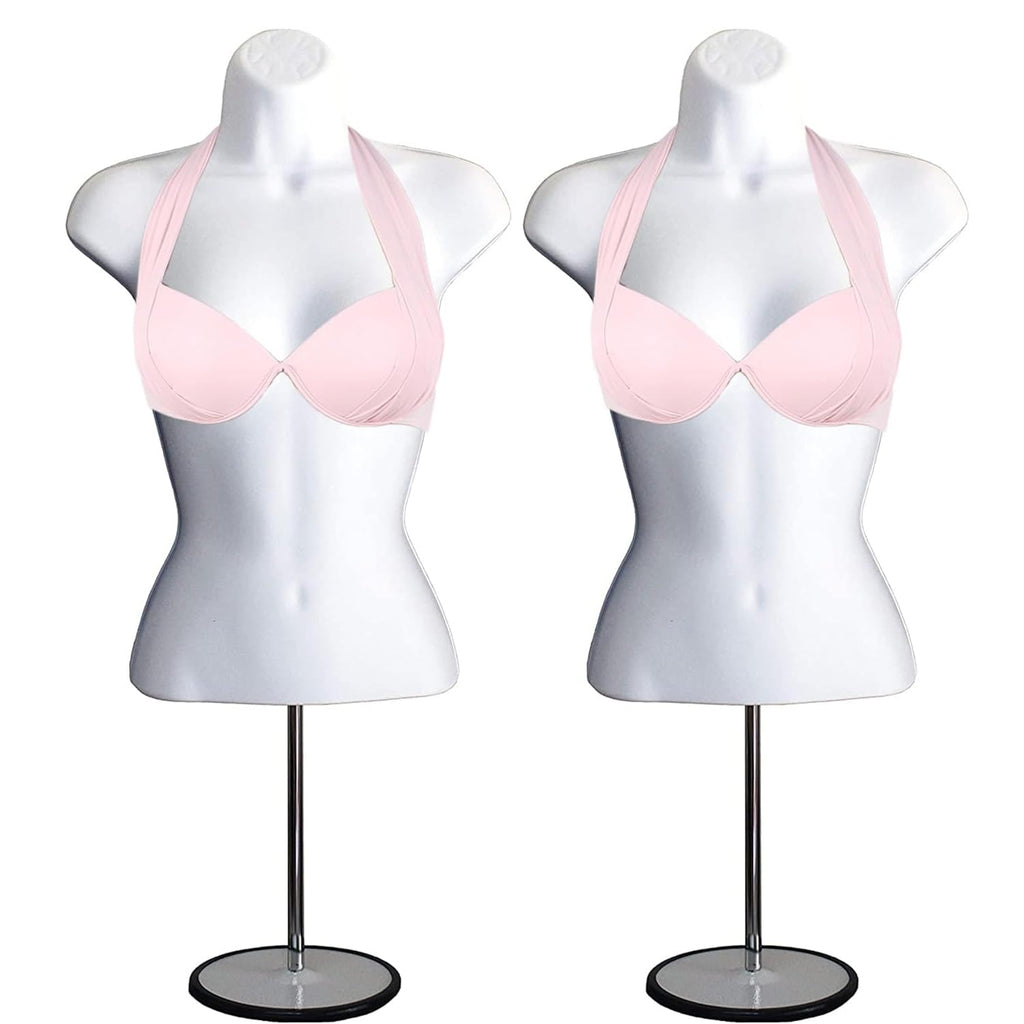 Female Mannequin Torso with Metal Stand Hollow Back Body Stackable Dress Form for Tshirt Display, Countertop, Craft