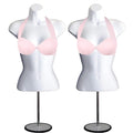 Female Mannequin Torso with Metal Stand Hollow Back Body Stackable Dress Form for Tshirt Display, Countertop, Craft