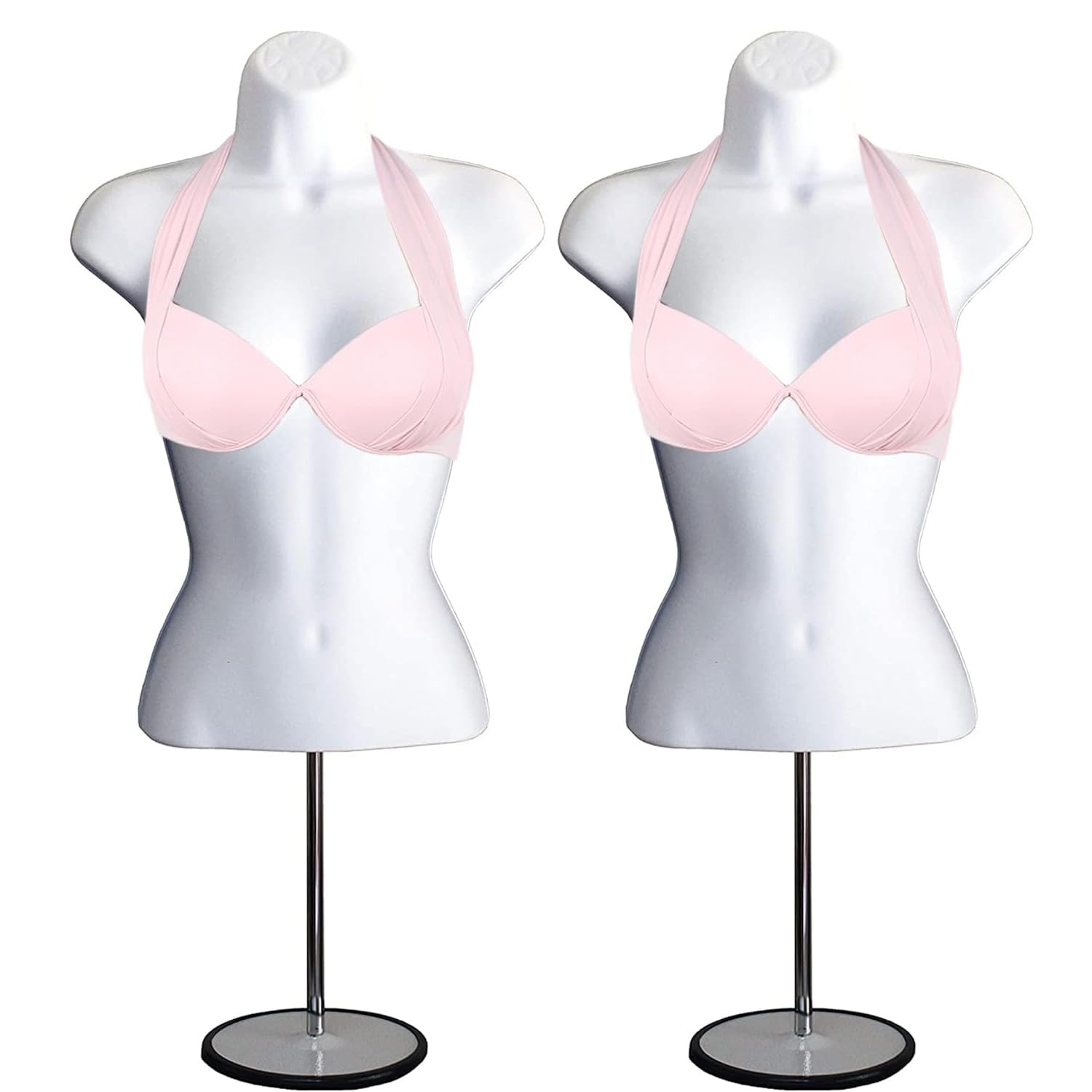 Female Mannequin Torso with Metal Stand Hollow Back Body Stackable Dress Form for Tshirt Display, Countertop, Craft