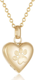 Pet Urn Necklace Heart Memorial Urn Pendant Dog Cat Keepsake Funeral Jewelry 316L Stainess Steel Paw Print Cremation
