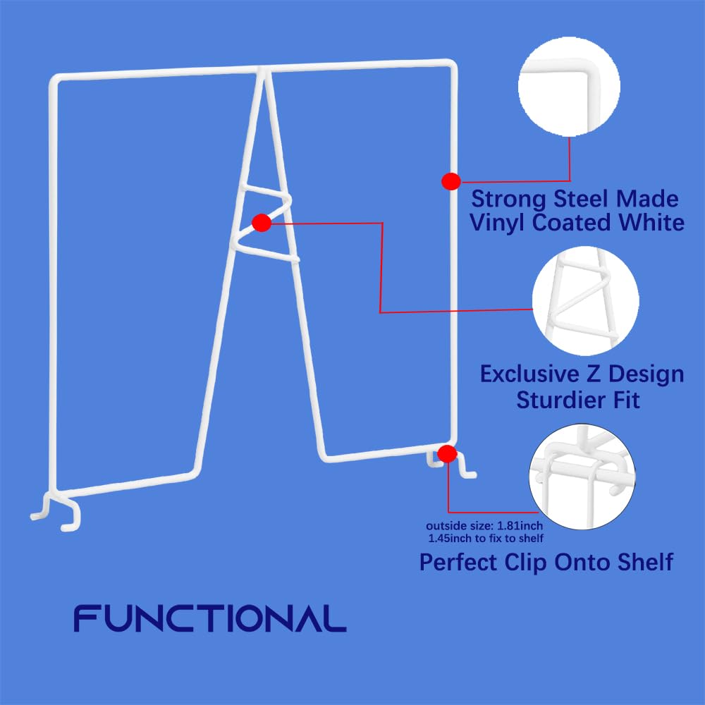 Wire Shelf Dividers, White, 12" Deep, 12" Height, 8 Pack