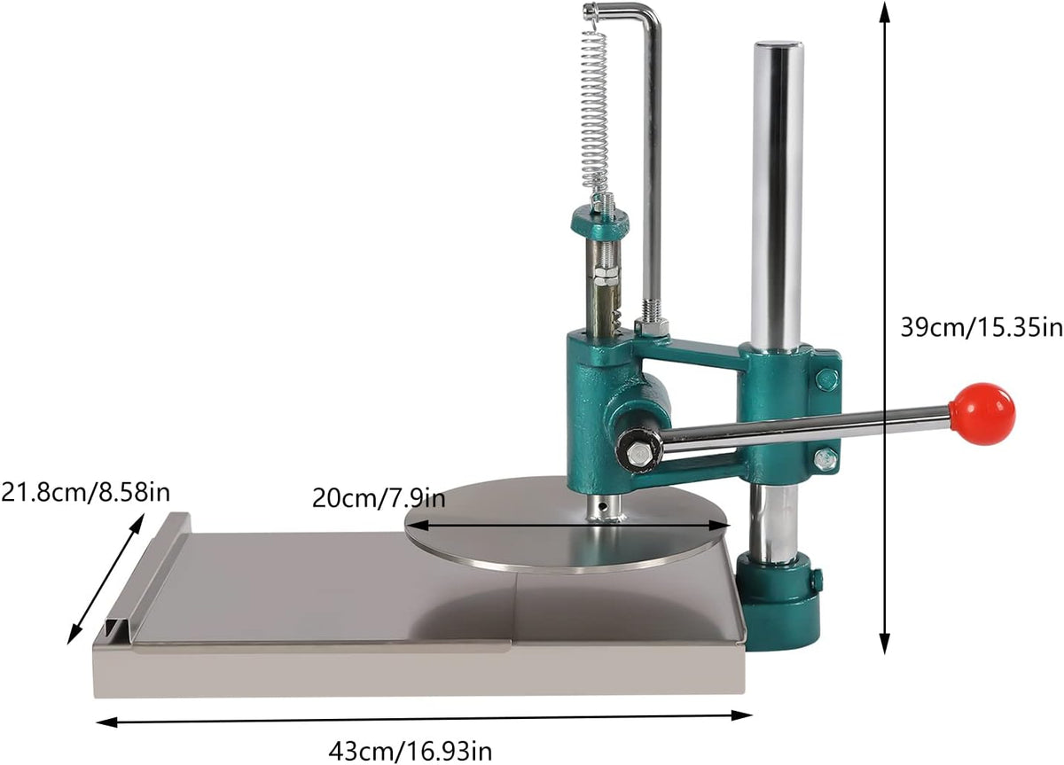 7.9inch Pizza Dough Press Machine, Commercial Use Manual Pastry Press Machine, Stainless-Steel Household Pizza Press
