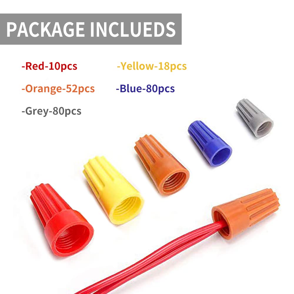 240 Pcs Electrical Wire Connectors Screw Terminals - Twist Nuts Caps Wire Connection, Spring Insert Assortment kit