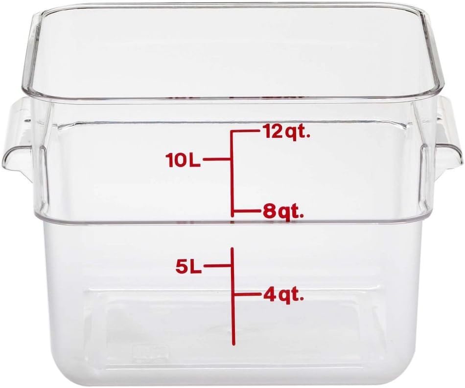 Food Storage Container - Classic Series Square - 12 QT (Quart) - Commercial Grade for Food Prep (Clear)