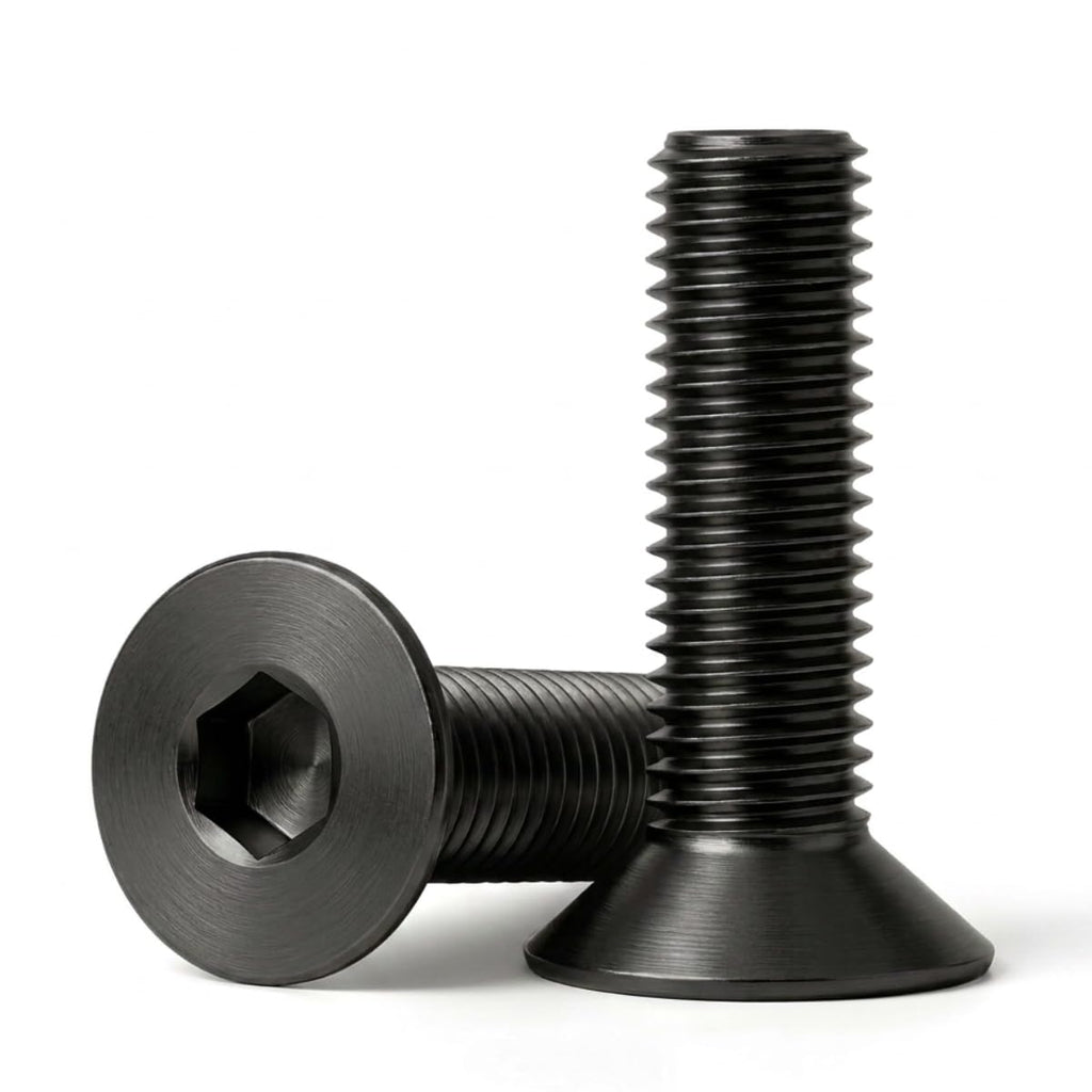 M6 x 12mm (30 Pack) Flat Head Socket Cap Screws Countersunk Allen Bolts, Black Oxide 304 Stainless Steel 18-8, Fully Machine Thread