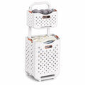 Collapsible Laundry Basket Organizer, 2-Tier Foldable Laundry Sorter with Wheels & Wall Mount, Space-Saving Slim