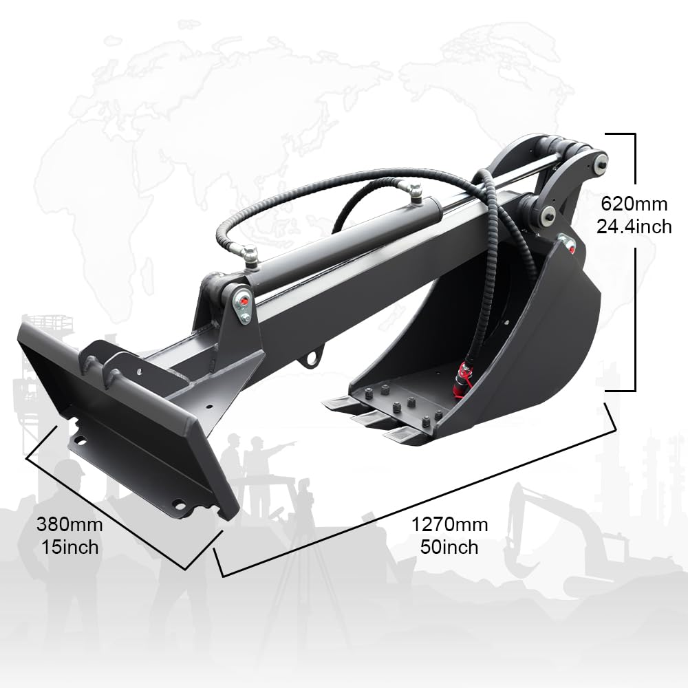 Mini Skid Steer Backhoe Arm Attachment, Rigid Digger Extension