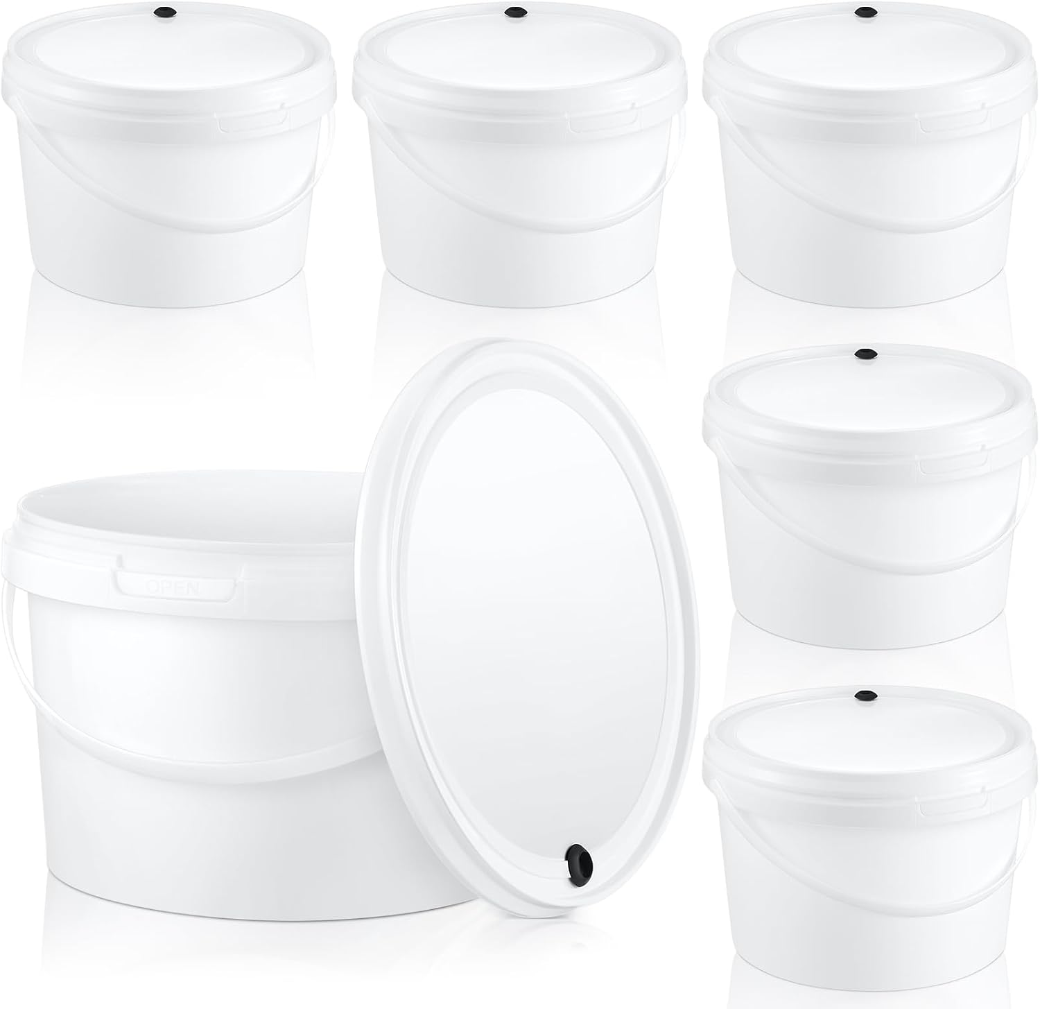 6 Pcs 1 Gallon Round Fermentation Bucket Fermenting Bucket with Lid Fermenting Food Grade Home Brewing Wine Fermenter