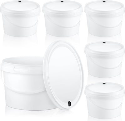 6 Pcs 1 Gallon Round Fermentation Bucket Fermenting Bucket with Lid Fermenting Food Grade Home Brewing Wine Fermenter