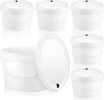 6 Pcs 1 Gallon Round Fermentation Bucket Fermenting Bucket with Lid Fermenting Food Grade Home Brewing Wine Fermenter