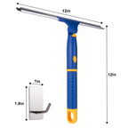 12 inch Rotatable Shower Squeegee for Glass Doors, Multi-Purpose Window Squeegee with Hook & Refill Rubber Blade