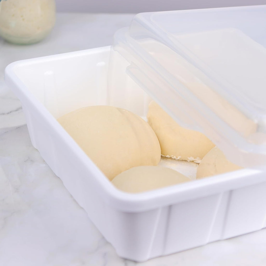 3 Packs Pizza Dough Proofing Box Tray, Home Pizza Dough Containers, Stackable Pizza Storage Container, 1.6 Gal