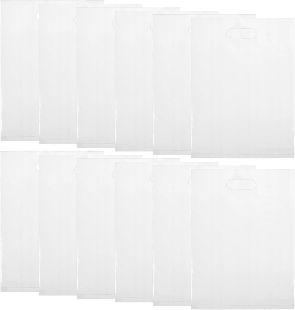 50pcs White Frosted Plastic Merchandise Bags with Handles