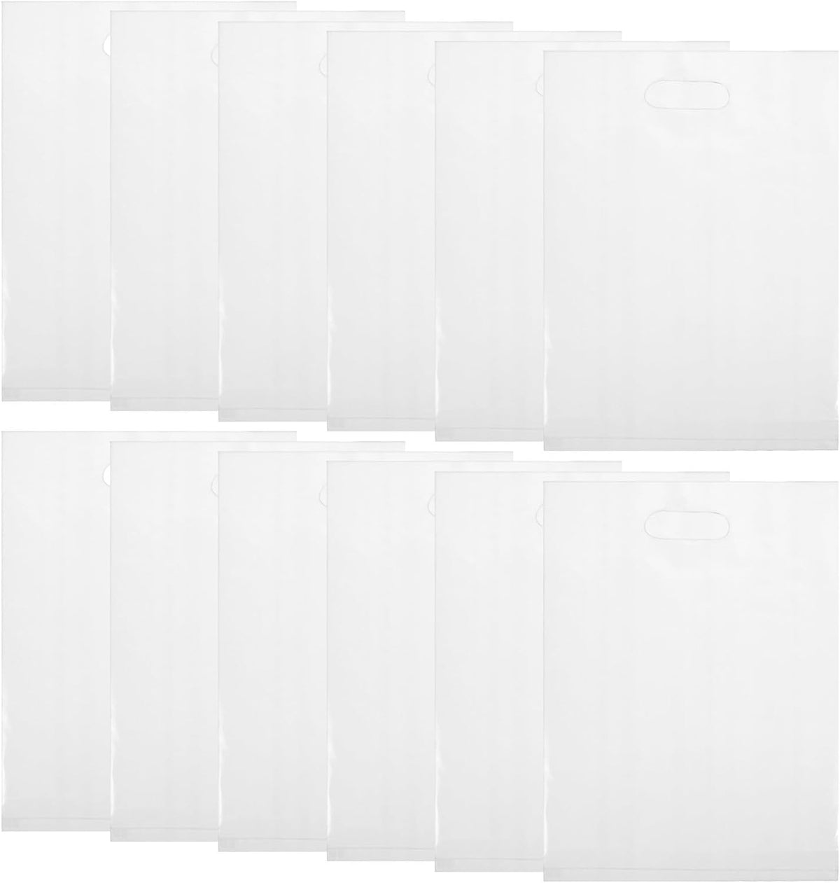 50pcs White Frosted Plastic Merchandise Bags with Handles