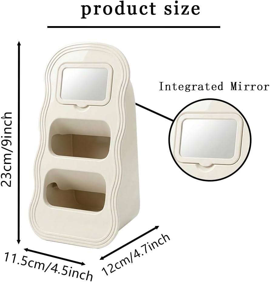 Makeup Brush Holder with Mirror, Wavy Vanity Cosmetic Organizer