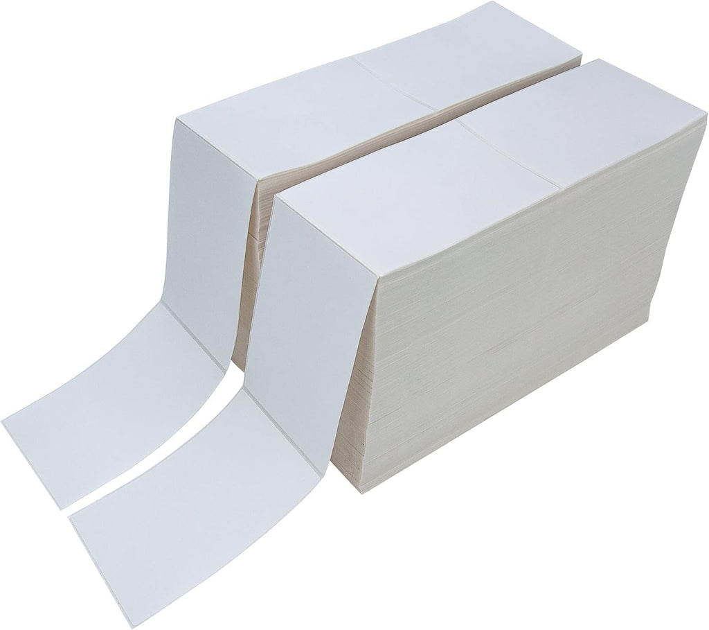 4x6 Thermal Shipping Labels, 6000 Fanfold Thermal Printer Labels | 2stacks, 3000 Labels/Stack, Perforated, BPA Free