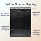 SMART 10x13 Recycled Poly Mailers - 100 Pack of Black Eco-Friendly Packaging Mailing Bags | Recyclable & Sustainable