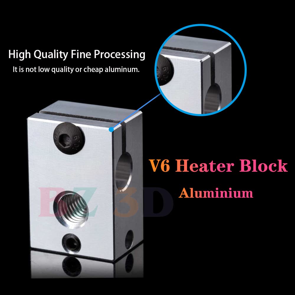 V6 All Metal Hotend,V6 Heater Block,Hardened Steel Nozzle 0.4mm,Titanium Alloy Heatbreak for V6 Hotend,Prusa i3 MK3S
