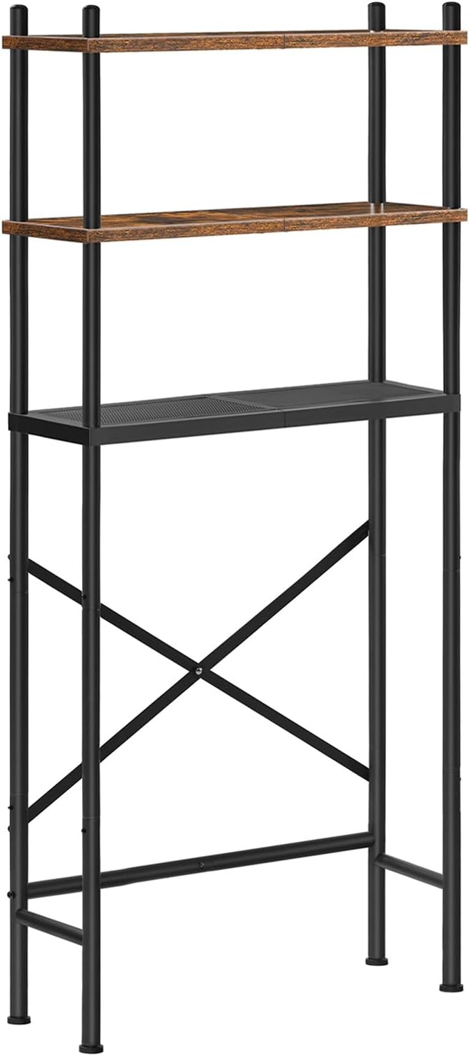Over the Toilet Storage, 3-Tier Over Toilet Bathroom Organizer, Freestanding Above Toilet Shelf with Adjustable Feet