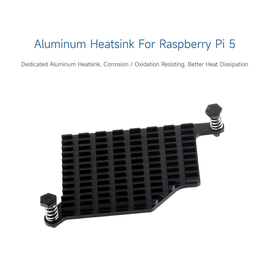 Waveshare Aluminum Heatsink for Raspberry Pi 5, with Thermal Pads and Spring-Loaded Push Pins