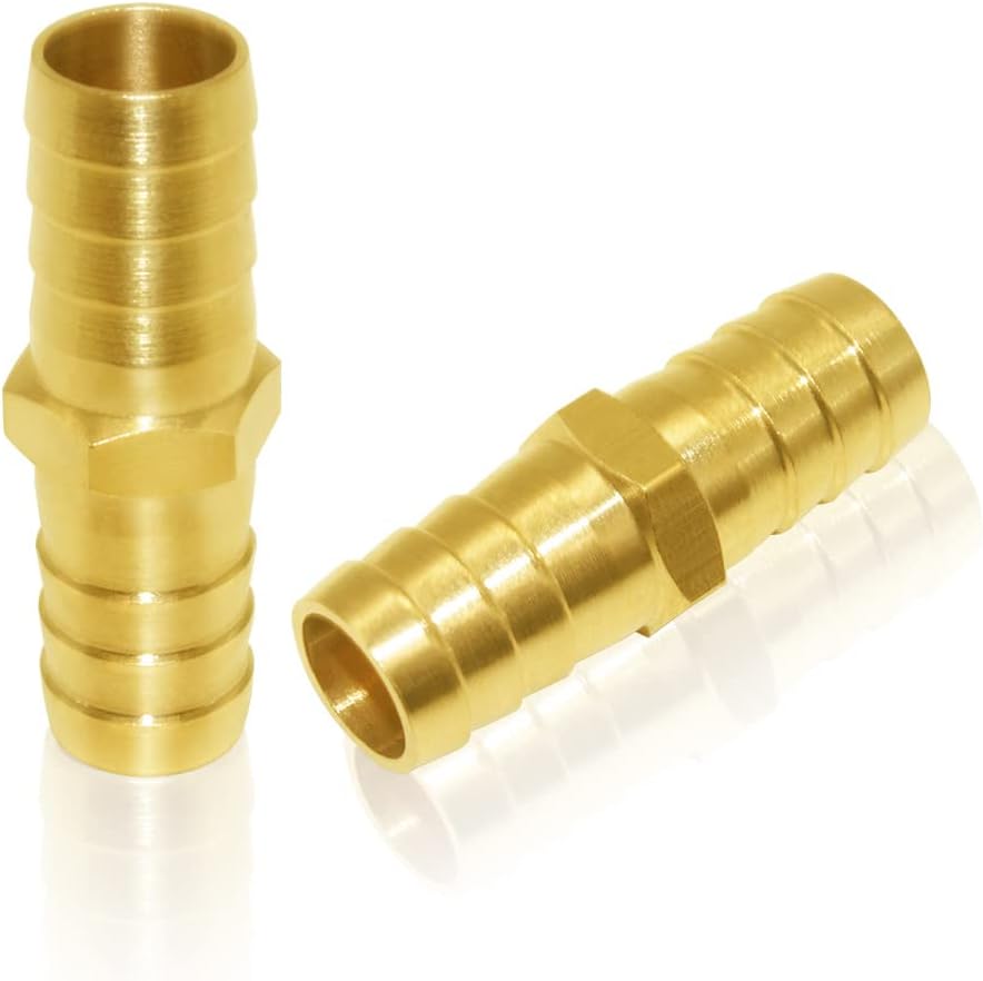 Joywayus 3PCS Brass Hose Barb 5/8" Hex Union Brass Hose Fitting
