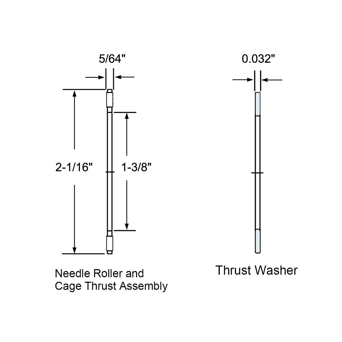 uxcell NTA2233 Thrust Needle Roller Bearings with Washers 1-3/8" Bore 2-1/16" OD 5/64" Width