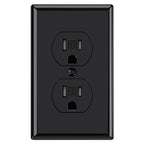 AIDA 15A TR Duplex Outlet Receptacle with Wall Plate, Black, 1 Pack
